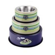 Stripe Stainless Steel Non-Skid Dog Bowls(PB 2096)