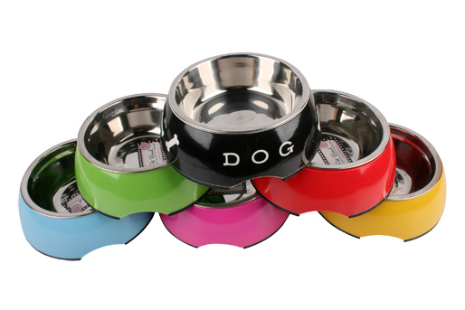 8.5'' Anti-slip Round Stainless Steel&Melamine Dog Bowl