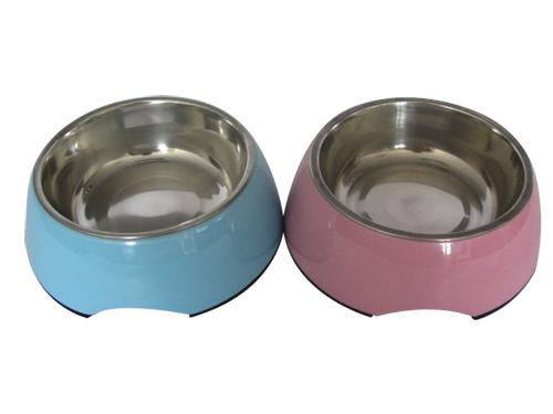 8.5'' Anti-slip Round Stainless Steel&Melamine Dog Bowl
