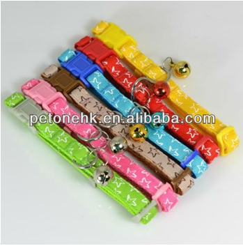 Stars Printed Cute Nylon Pet Collar with Bells